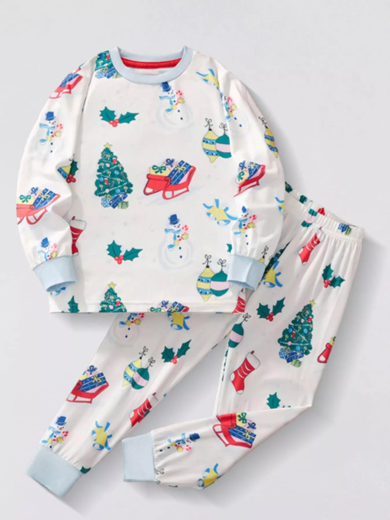 Children's Christmas Round Neck Top and Pants Set