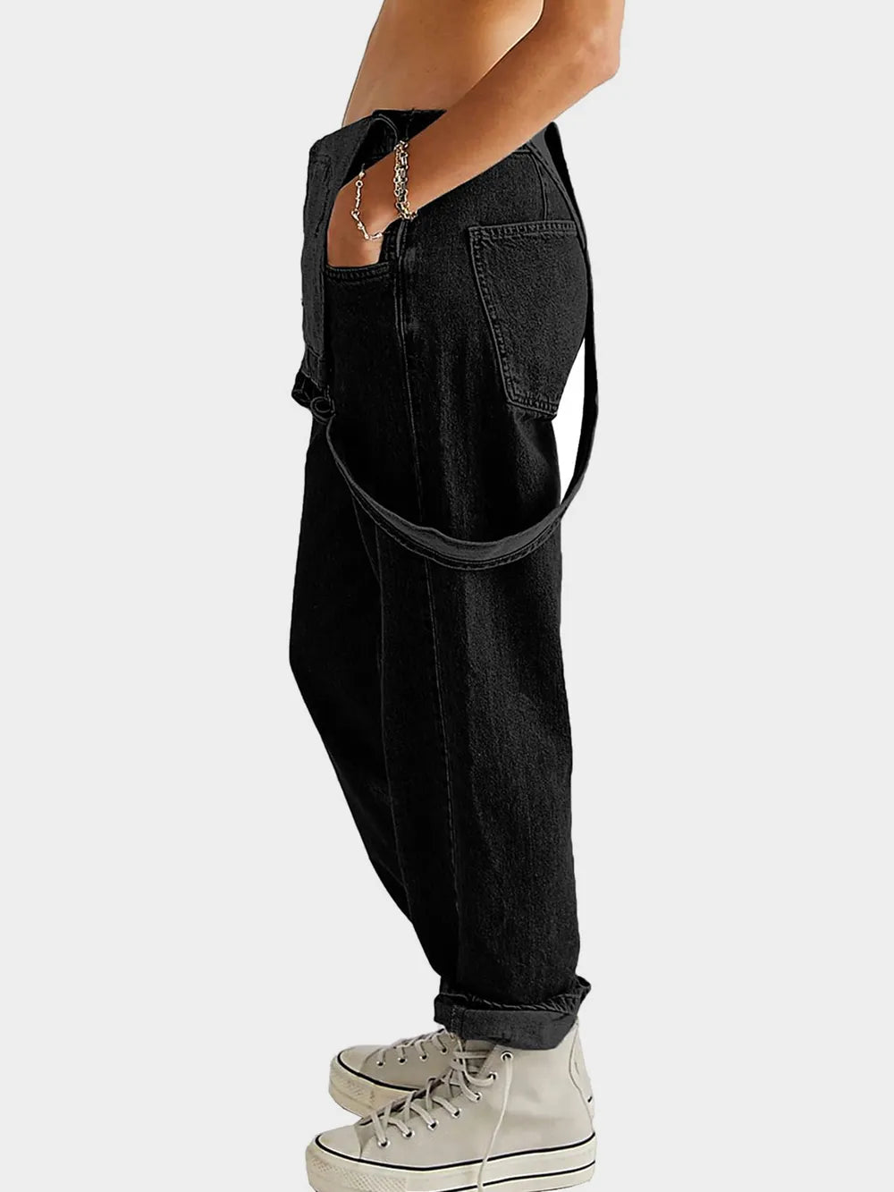 Square Neck Wide Strap Denim Overalls