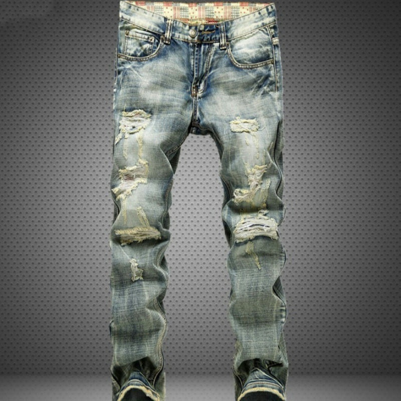 Destruction Print Men's Pants Mid-rise Jeans - Jeans Junction Online 