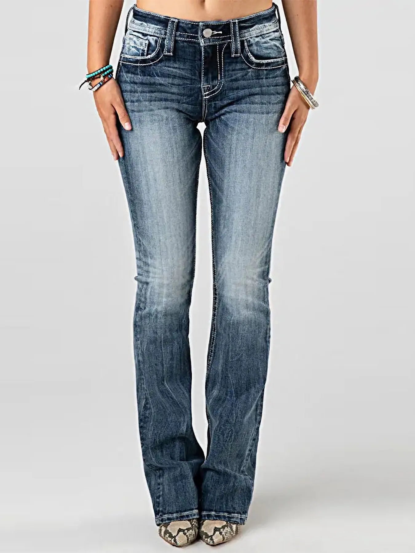 Embroidered Washed Bootcut Jeans - Jeans Junction Online 