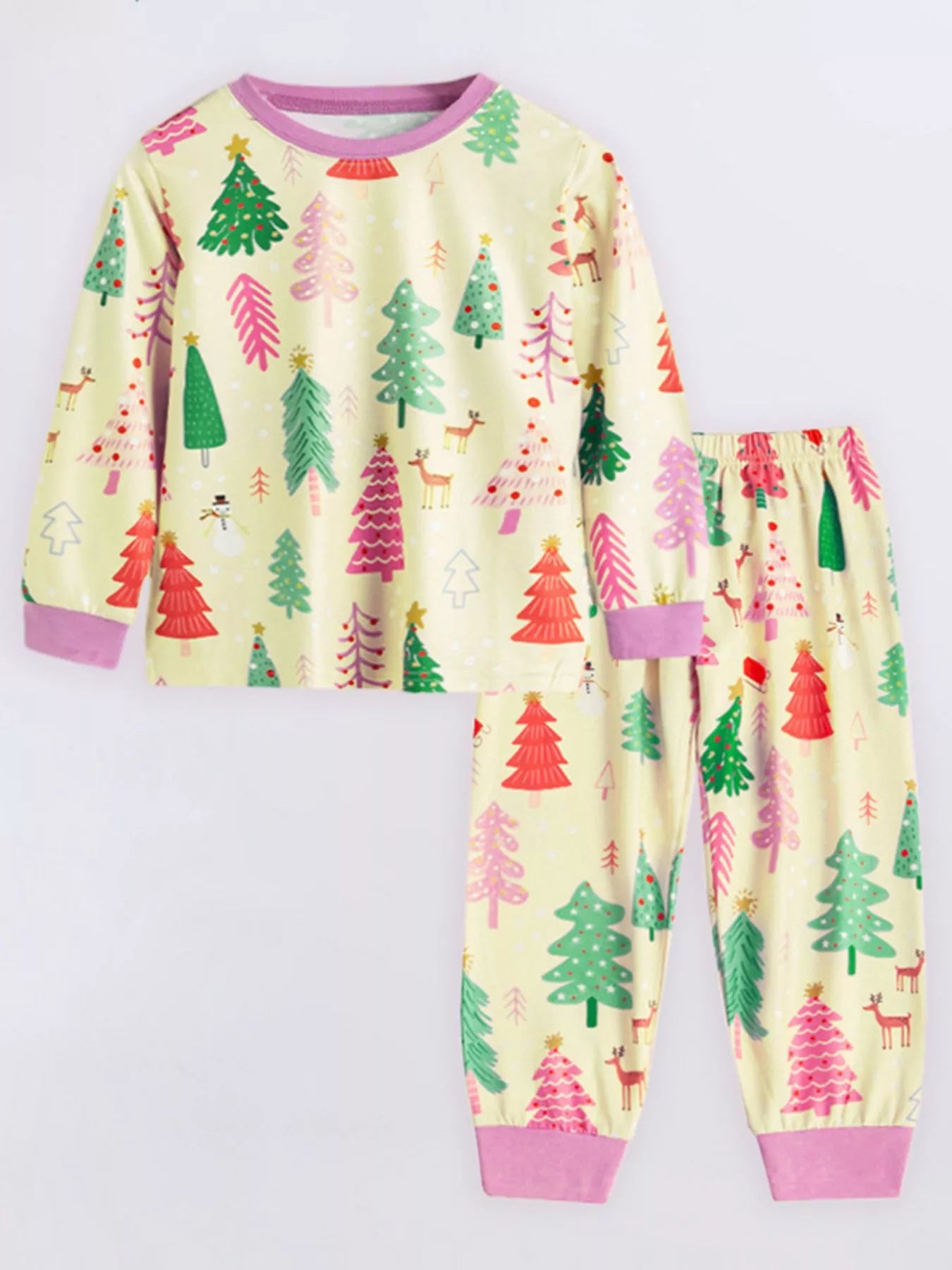 Children's Christmas Tree Print Pajama Set