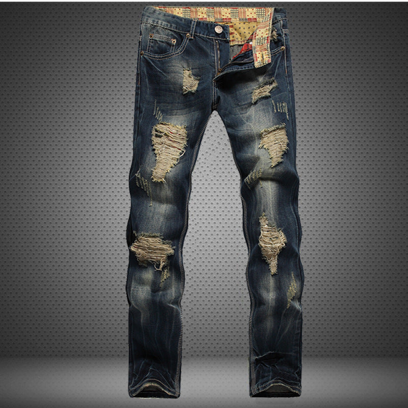 Ripped Trendy Men's Jeans Straight Leg Slim Fit Personality - Jeans Junction Online 